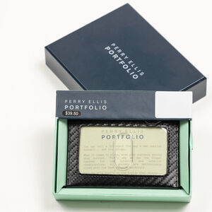 Perry Ellis Portfolio Carbon Fiber Leather Card Case Defect (as pictured) Black
